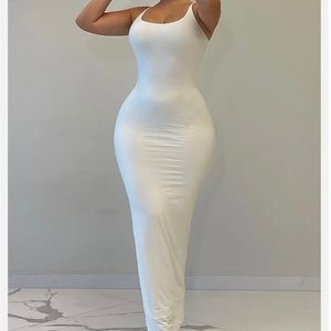 Small, white, fashion nova maxi dress never worn